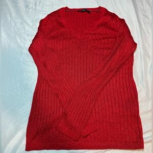 Tommy Hilfiger Red V-Neck Sweater